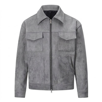 Herrenjacke mit Wildleder-Optik und Reißverschluss-Jackets for men-Alpenkind