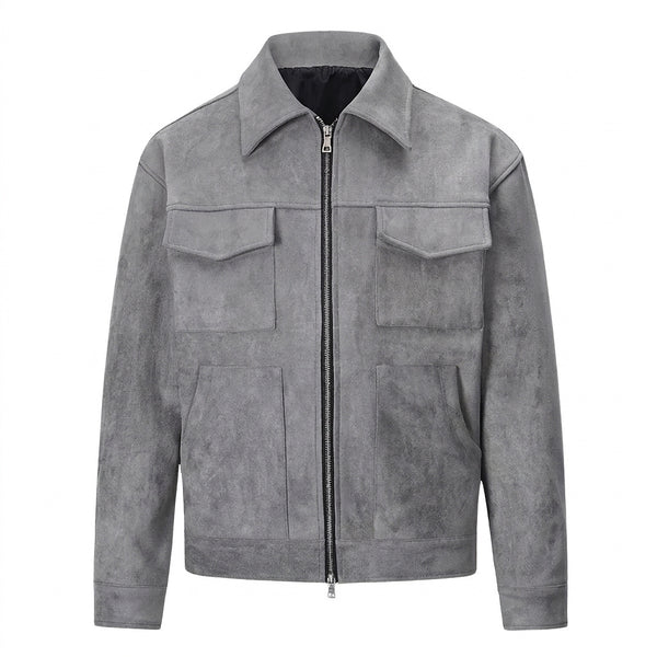 Herrenjacke mit Wildleder-Optik und Reißverschluss-Jackets for men-Alpenkind