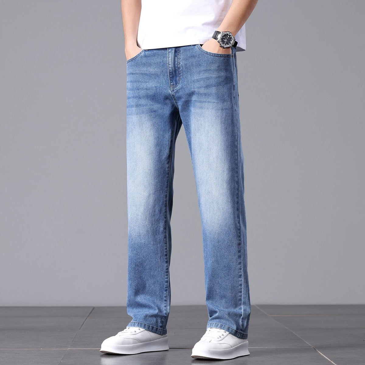 Herrenjeans mit geradem Bein und lockerer Passform-Pants for Men-Alpenkind