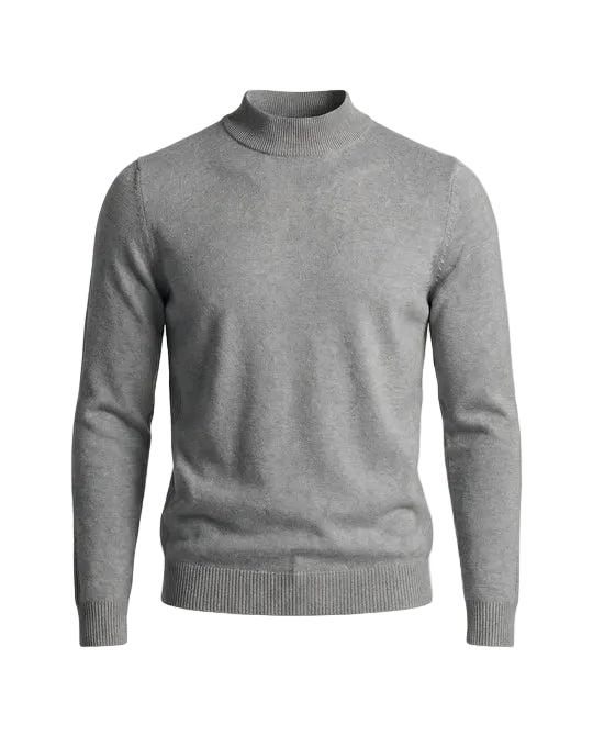 Herrenpullover mit langen Ärmeln, Stehkragen und gerader Form-Men Sweaters-Alpenkind