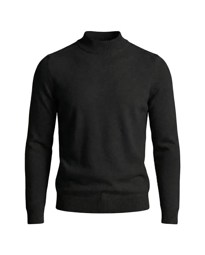 Herrenpullover mit langen Ärmeln, Stehkragen und gerader Form-Men Sweaters-Alpenkind