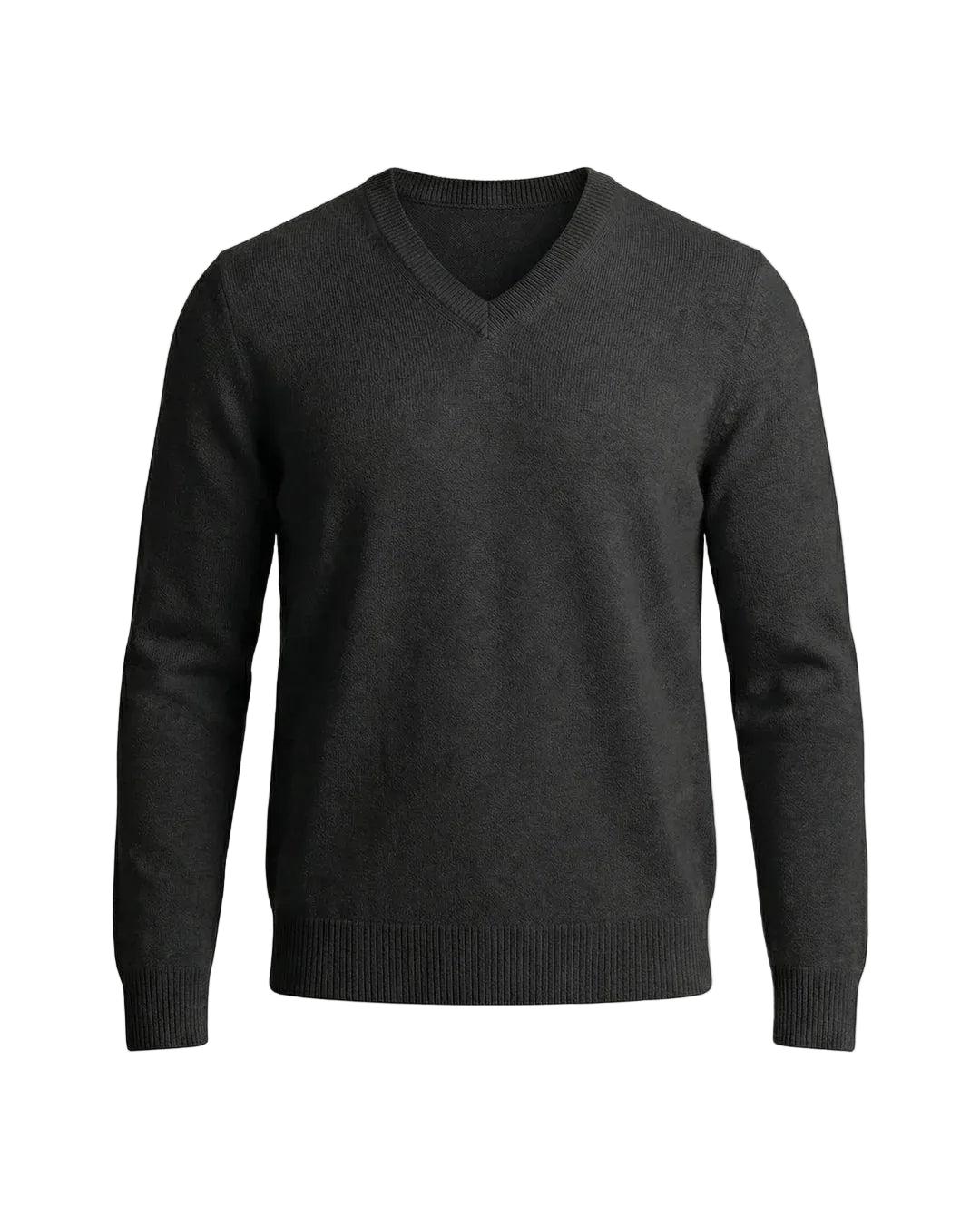 Herrenpullover mit langen Ärmeln, V-Ausschnitt und gerader Form-Men Sweaters-Alpenkind