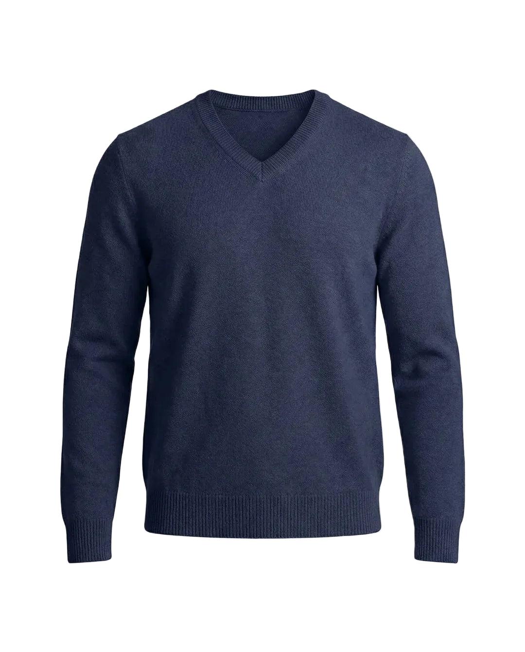 Herrenpullover mit langen Ärmeln, V-Ausschnitt und gerader Form-Men Sweaters-Alpenkind