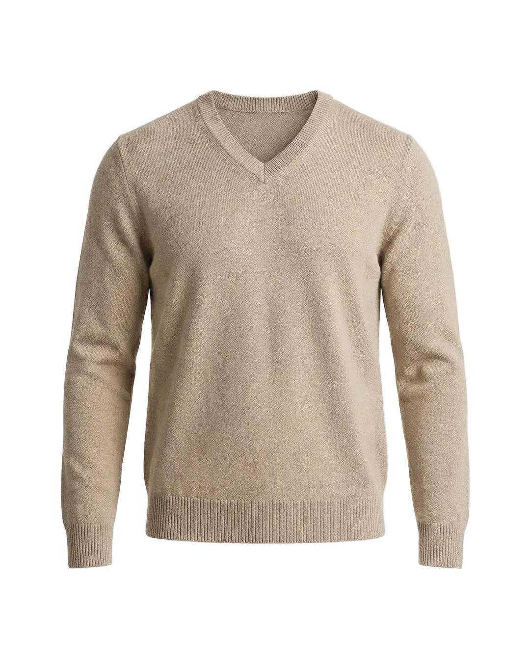 Herrenpullover mit langen Ärmeln, V-Ausschnitt und gerader Form-Men Sweaters-Alpenkind