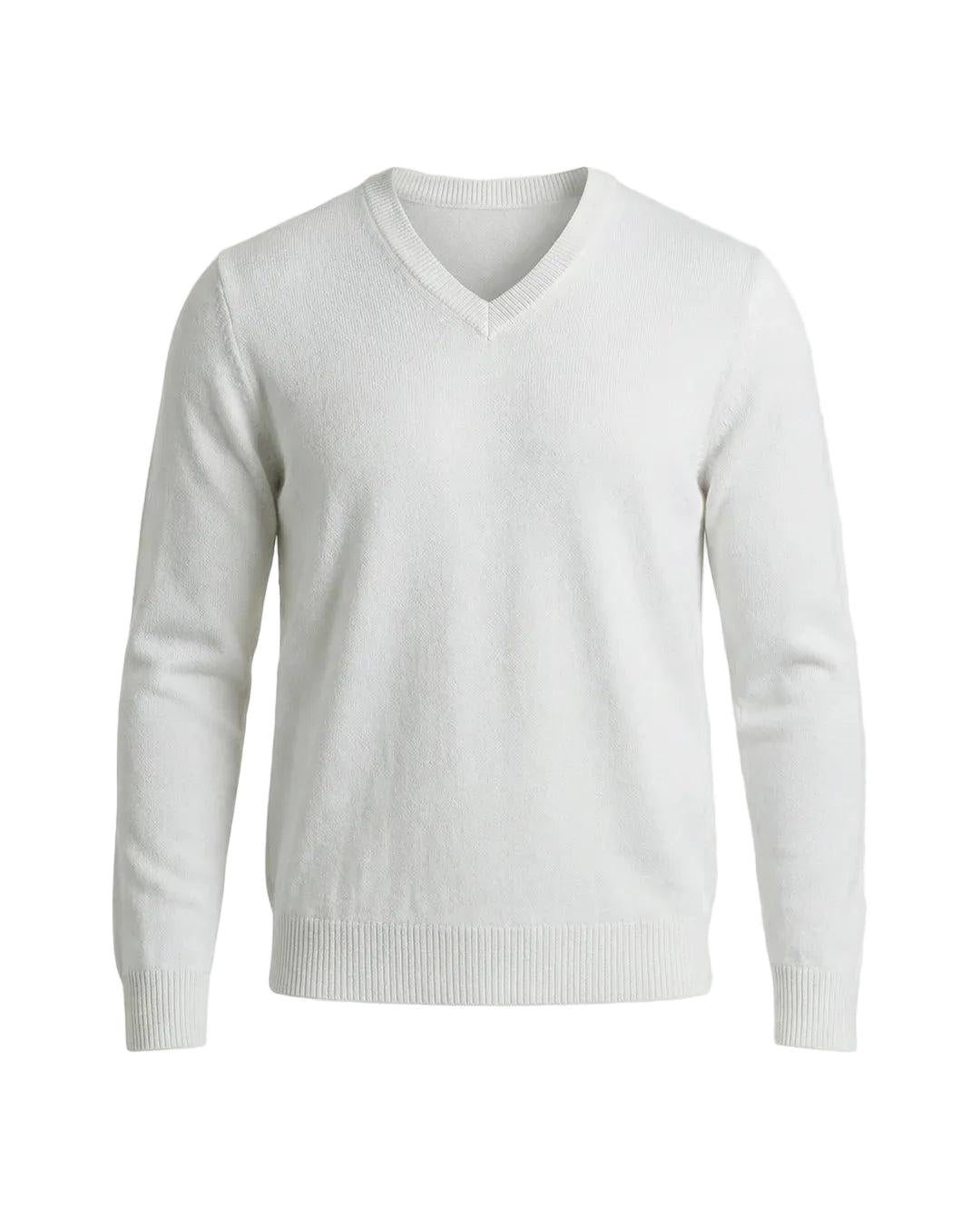 Herrenpullover mit langen Ärmeln, V-Ausschnitt und gerader Form-Men Sweaters-Alpenkind
