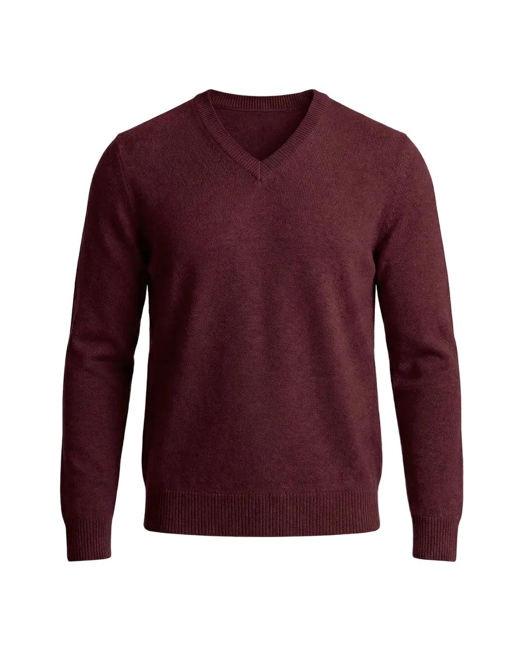 Herrenpullover mit langen Ärmeln, V-Ausschnitt und gerader Form-Men Sweaters-Alpenkind