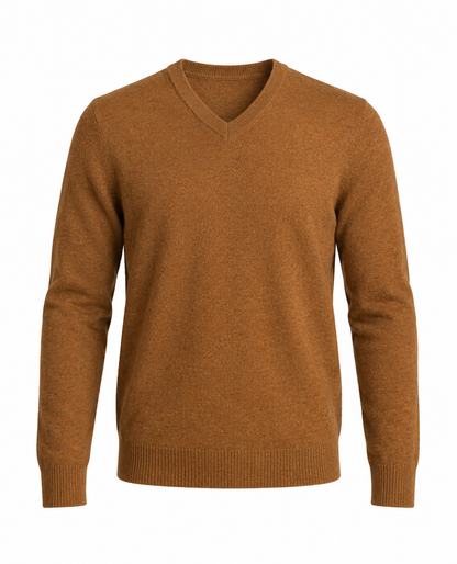 Herrenpullover mit langen Ärmeln, V-Ausschnitt und gerader Form-Men Sweaters-Alpenkind