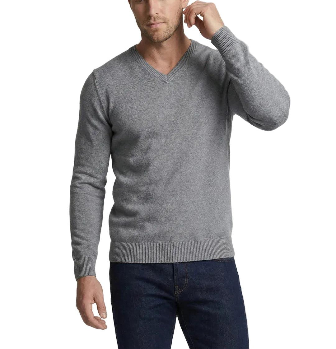 Herrenpullover mit langen Ärmeln, V-Ausschnitt und gerader Form-Men Sweaters-Alpenkind
