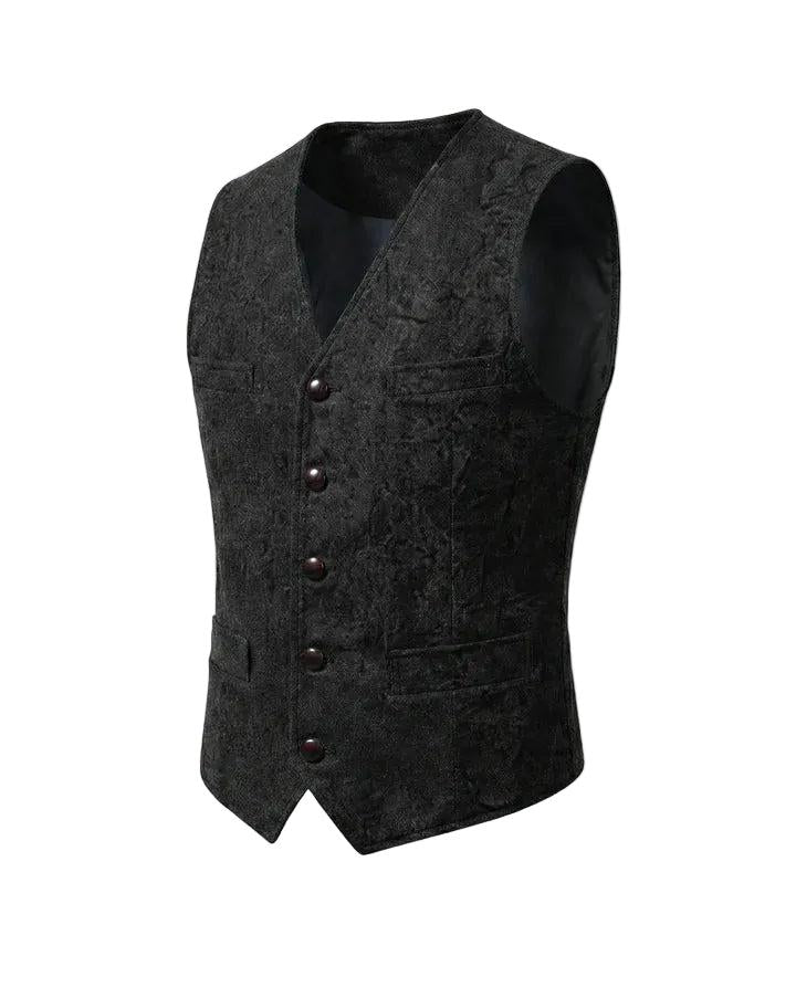 Herrenweste mit Knopfleiste, V-Ausschnitt und gerader Form-Alpenkind