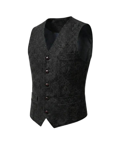 Herrenweste mit Knopfleiste, V-Ausschnitt und gerader Form-Alpenkind