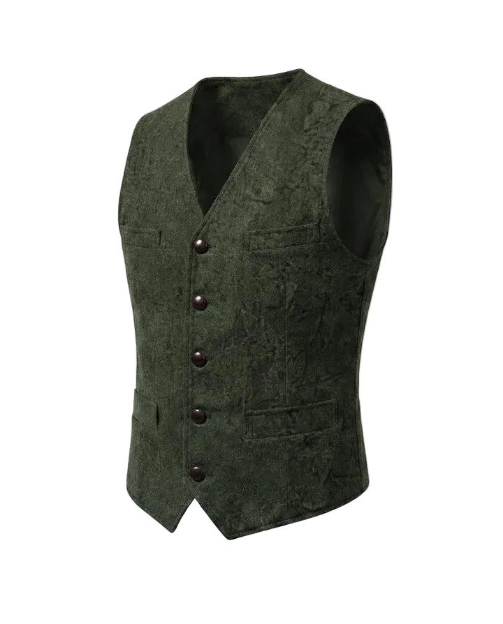 Herrenweste mit Knopfleiste, V-Ausschnitt und gerader Form-Alpenkind