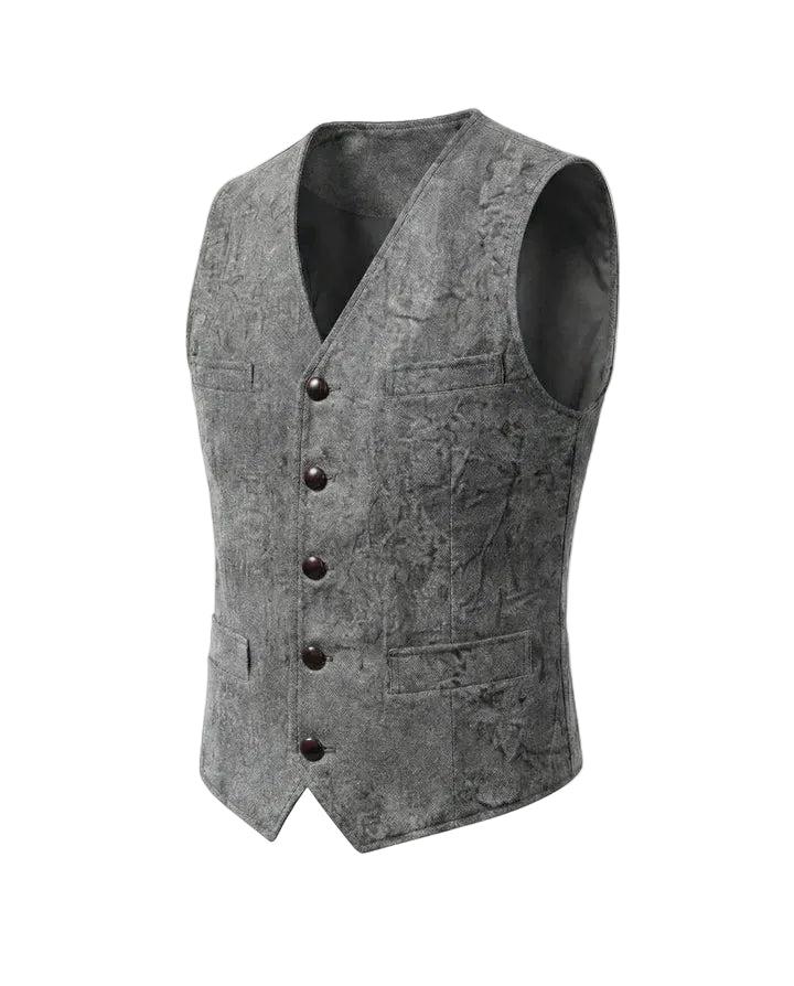 Herrenweste mit Knopfleiste, V-Ausschnitt und gerader Form-Alpenkind