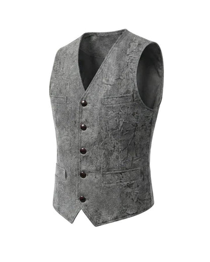 Herrenweste mit Knopfleiste, V-Ausschnitt und gerader Form-Alpenkind