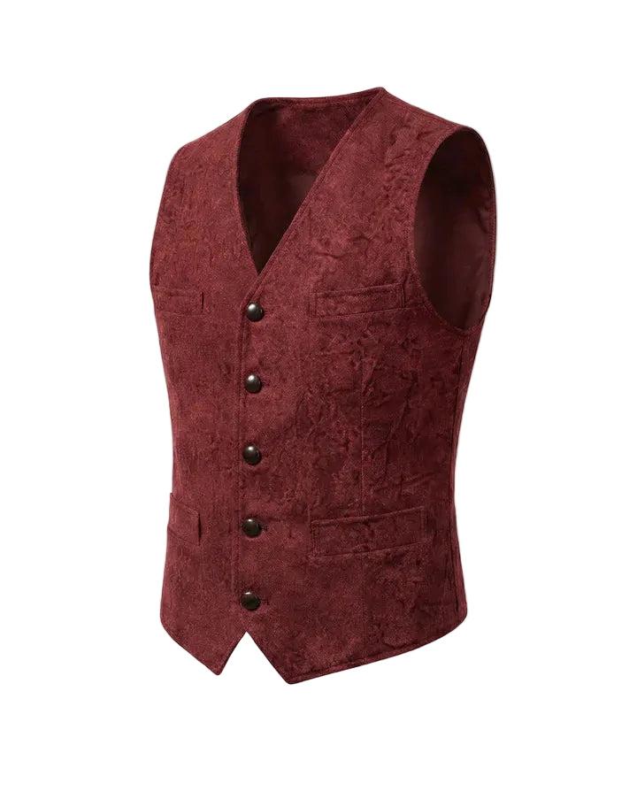 Herrenweste mit Knopfleiste, V-Ausschnitt und gerader Form-Alpenkind