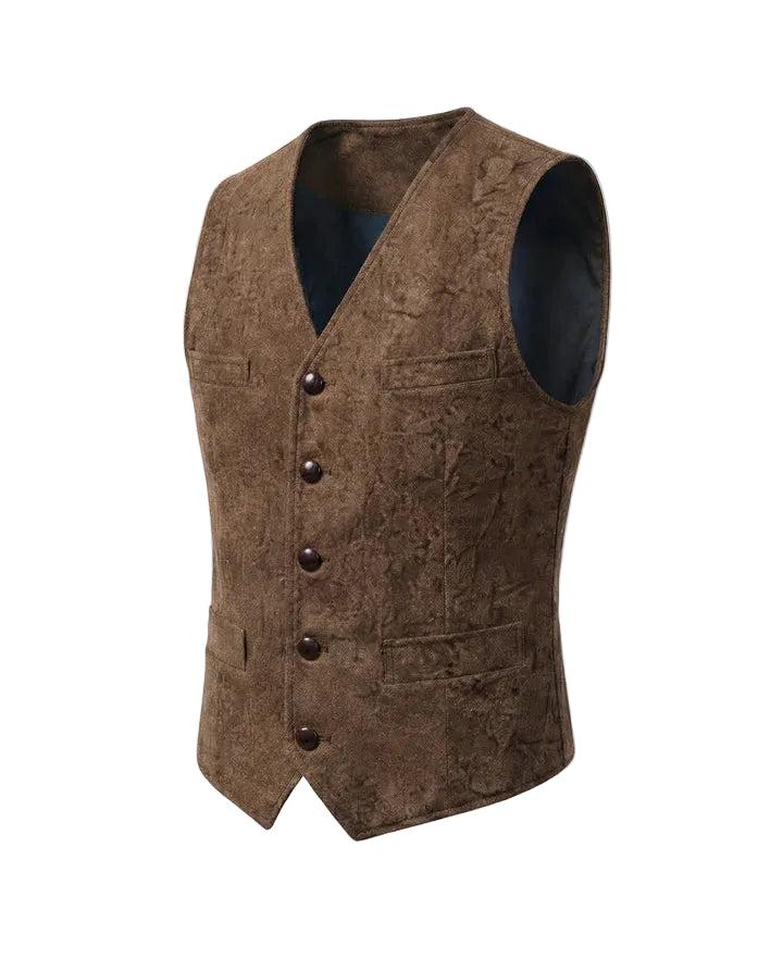 Herrenweste mit Knopfleiste, V-Ausschnitt und gerader Form-Alpenkind