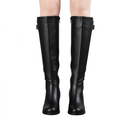 Kniehohe Damenstiefel mit Schnallendetail und Blockabsatz-Footwear for women-Alpenkind