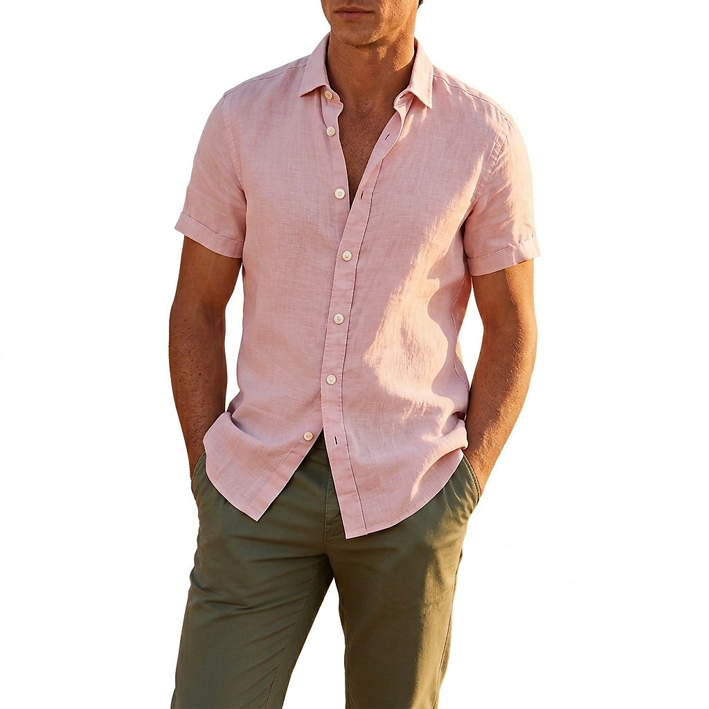 Kurzarm-Button-Down-Hemd für Herren-Shirts for men-Alpenkind