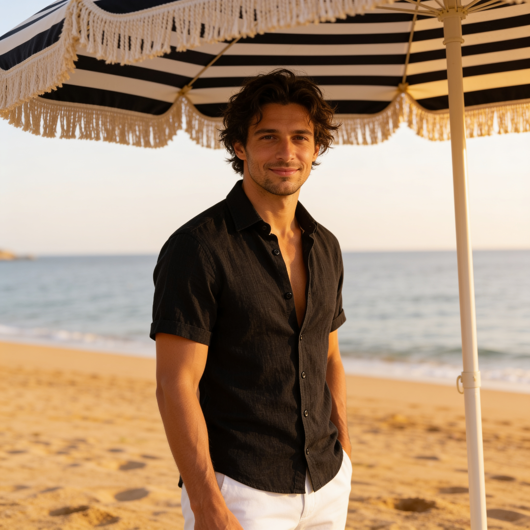 Kurzarm-Button-Down-Hemd für Herren-Shirts for men-Alpenkind