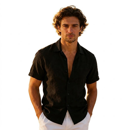 Kurzarm-Button-Down-Hemd für Herren-Shirts for men-Alpenkind