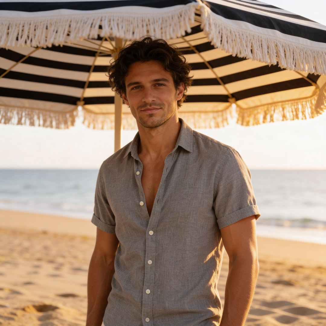 Kurzarm-Button-Down-Hemd für Herren-Shirts for men-Alpenkind