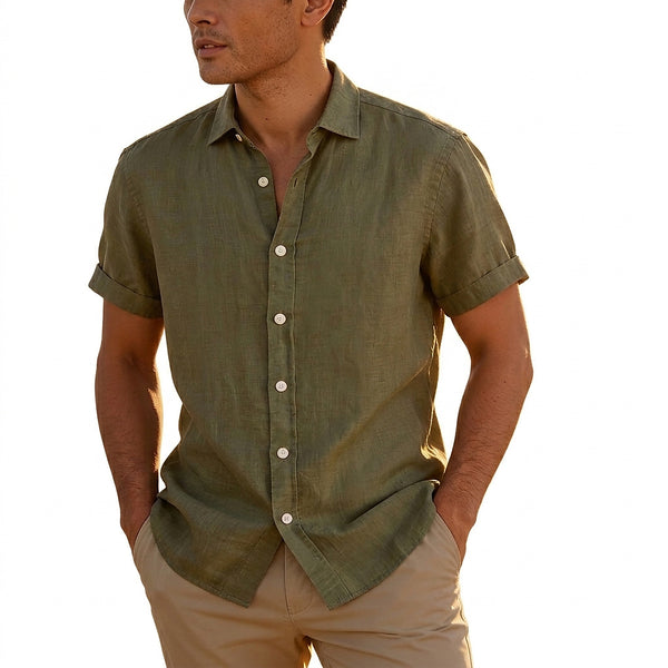 Kurzarm-Button-Down-Hemd für Herren-Shirts for men-Alpenkind