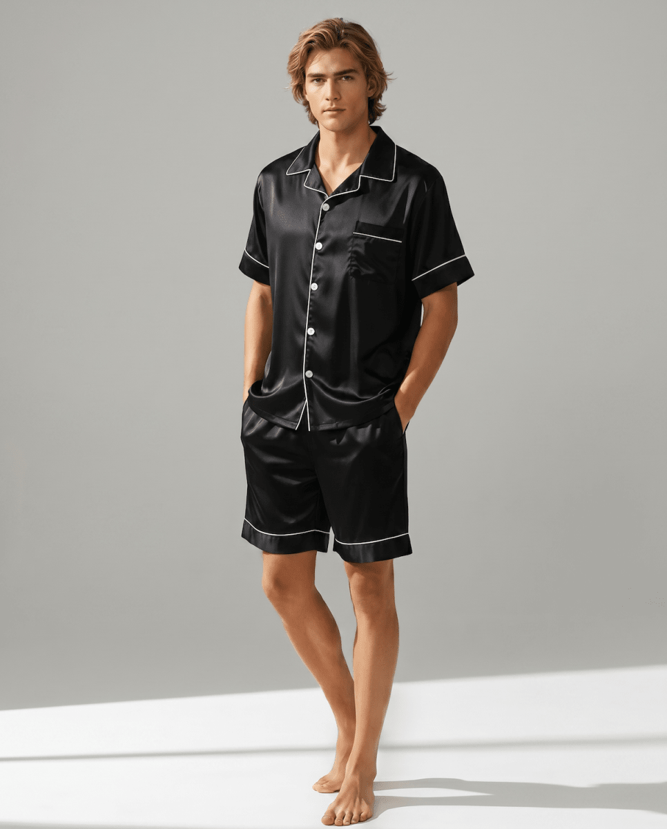 Kurzärmeliges Herren-Pyjama-Set mit Knopfleiste-Sets for Men-Alpenkind