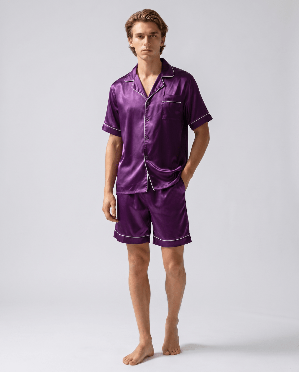 Kurzärmeliges Herren-Pyjama-Set mit Knopfleiste-Sets for Men-Alpenkind