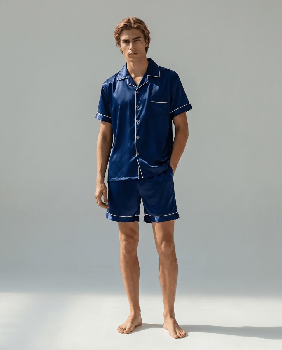 Kurzärmeliges Herren-Pyjama-Set mit Knopfleiste-Sets for Men-Alpenkind