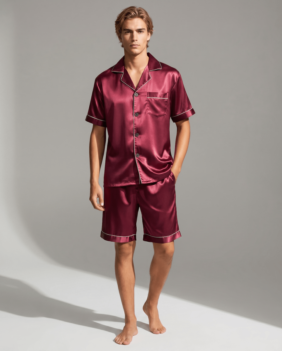 Kurzärmeliges Herren-Pyjama-Set mit Knopfleiste-Sets for Men-Alpenkind