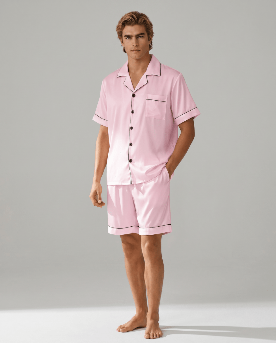 Kurzärmeliges Herren-Pyjama-Set mit Knopfleiste-Sets for Men-Alpenkind