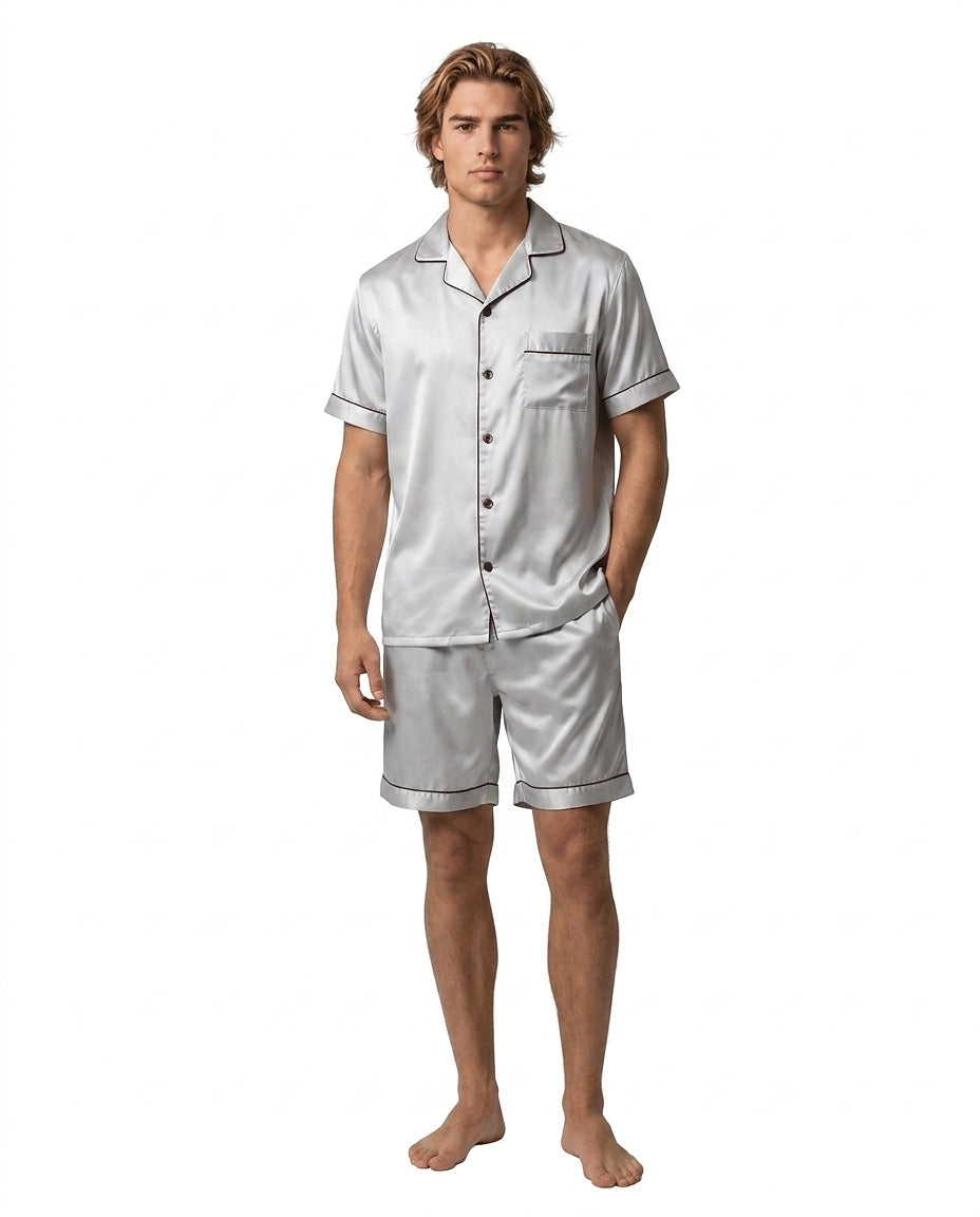 Kurzärmeliges Herren-Pyjama-Set mit Knopfleiste-Sets for Men-Alpenkind