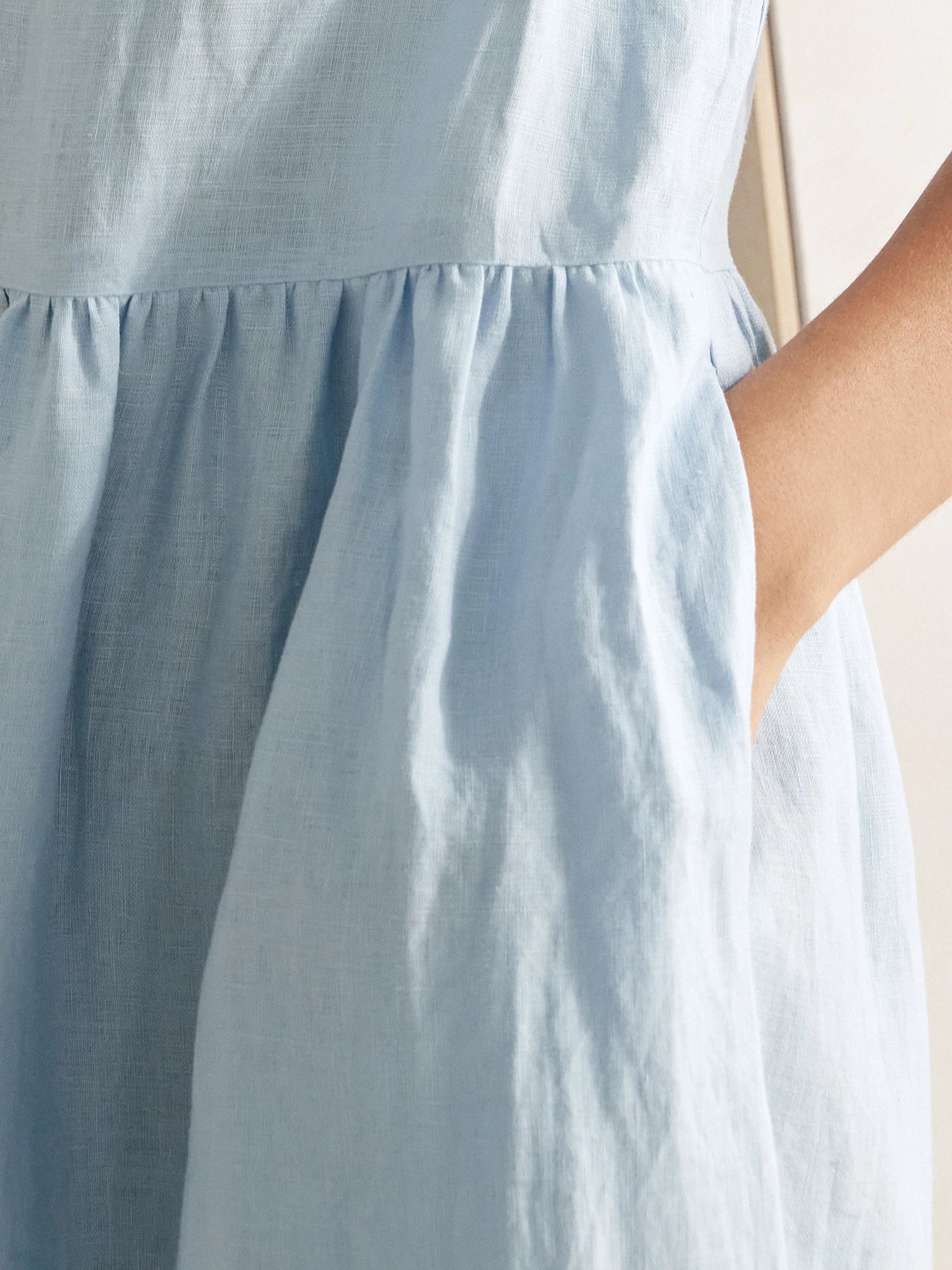 Kurzärmeliges Midi-Leinenkleid für Damen-Midi Dress-Alpenkind