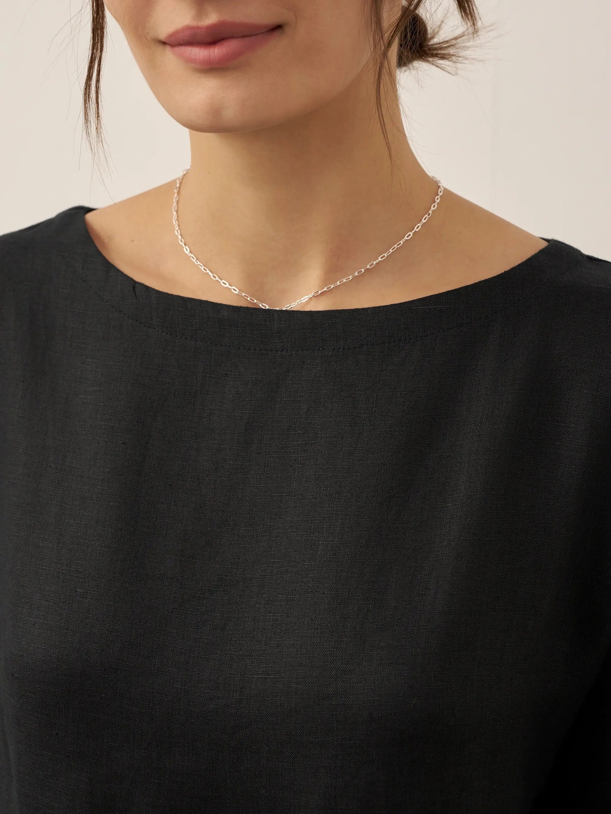 Kurzärmeliges Midi-Leinenkleid für Damen-Midi Dress-Alpenkind