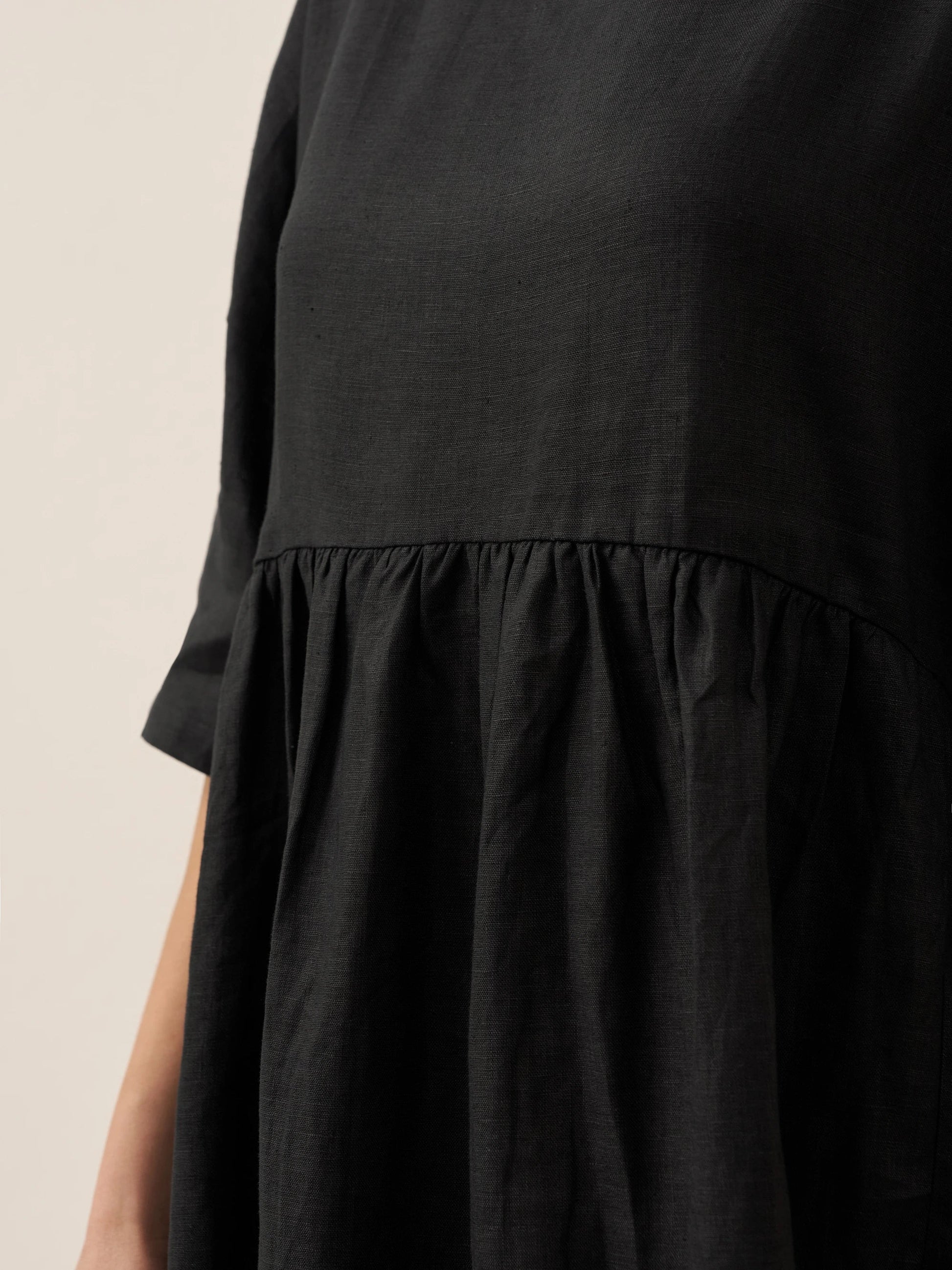 Kurzärmeliges Midi-Leinenkleid für Damen-Midi Dress-Alpenkind