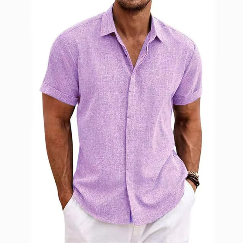 Kurzärmeliges strukturiertes Leinenhemd für Herren-Shirts for men-Alpenkind