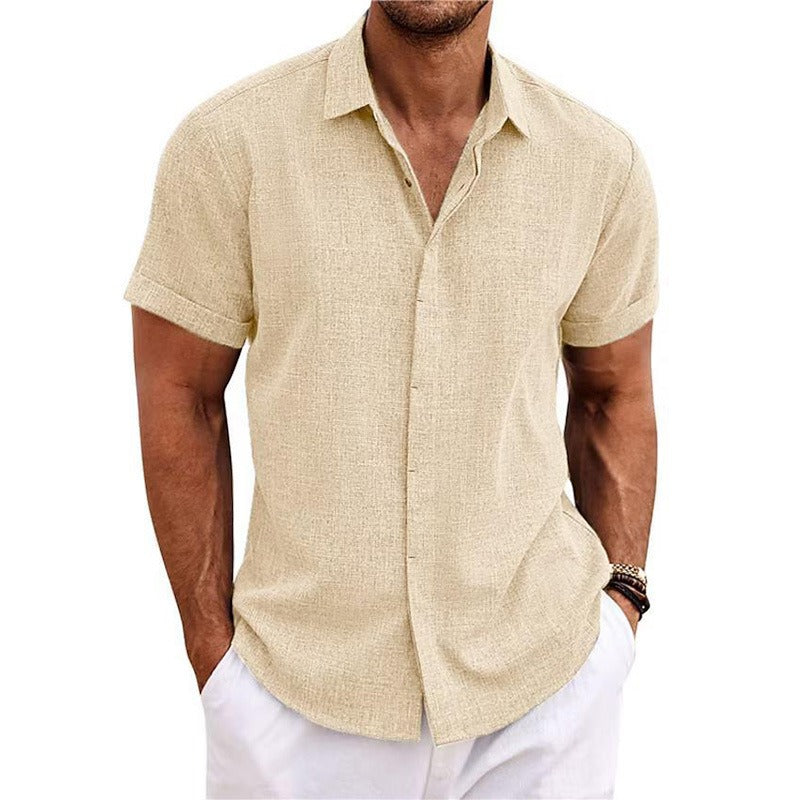Kurzärmeliges strukturiertes Leinenhemd für Herren-Shirts for men-Alpenkind
