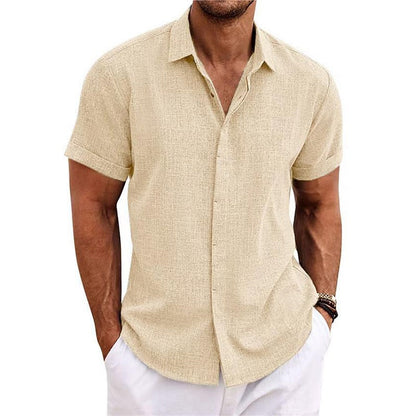 Kurzärmeliges strukturiertes Leinenhemd für Herren-Shirts for men-Alpenkind