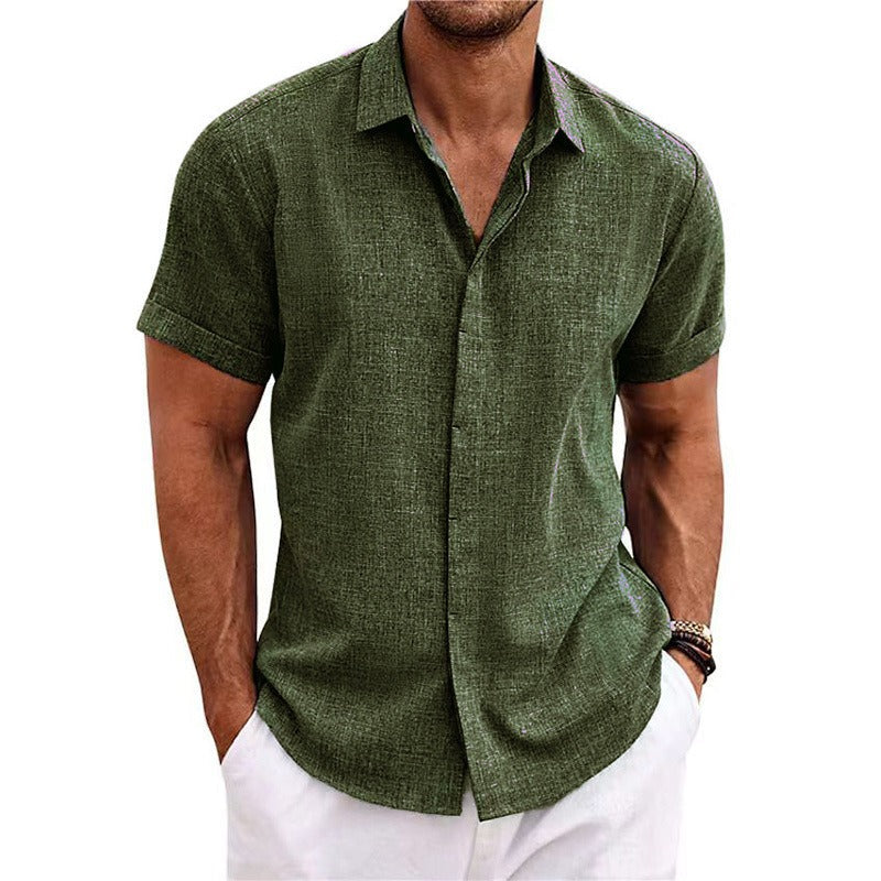 Kurzärmeliges strukturiertes Leinenhemd für Herren-Shirts for men-Alpenkind
