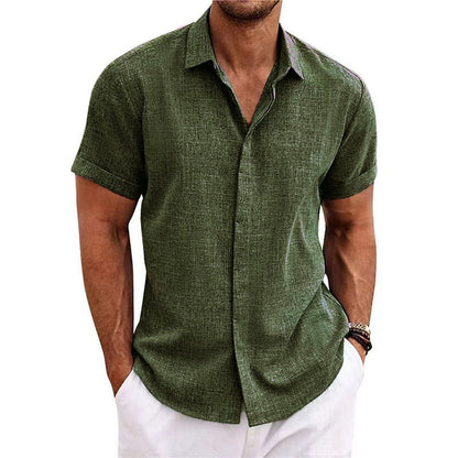 Kurzärmeliges strukturiertes Leinenhemd für Herren-Shirts for men-Alpenkind
