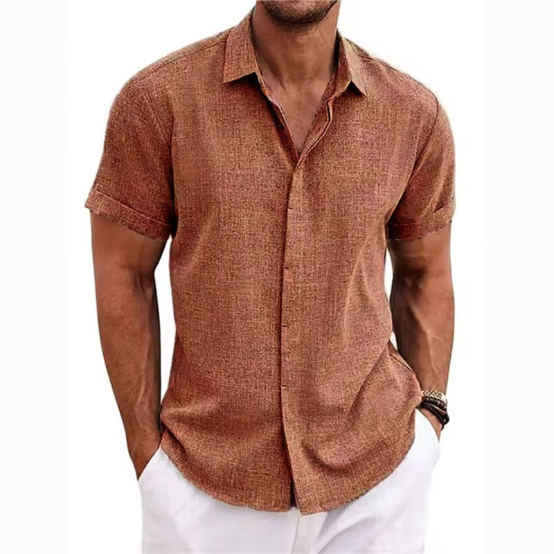 Kurzärmeliges strukturiertes Leinenhemd für Herren-Shirts for men-Alpenkind