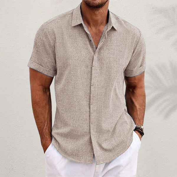 Kurzärmeliges strukturiertes Leinenhemd für Herren-Shirts for men-Alpenkind