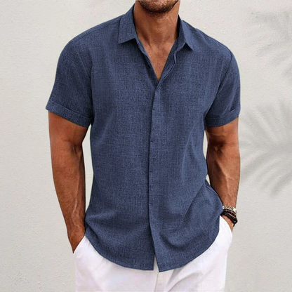 Kurzärmeliges strukturiertes Leinenhemd für Herren-Shirts for men-Alpenkind