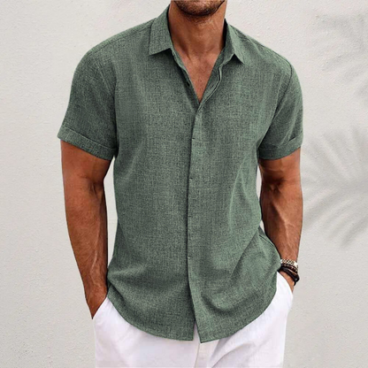 Kurzärmeliges strukturiertes Leinenhemd für Herren-Shirts for men-Alpenkind