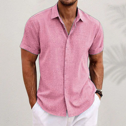 Kurzärmeliges strukturiertes Leinenhemd für Herren-Shirts for men-Alpenkind