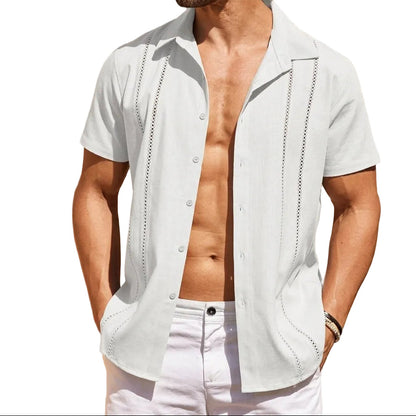 Kurzarmhemd für Herren mit vertikalen Zierstreifen-Shirt for men-Alpenkind