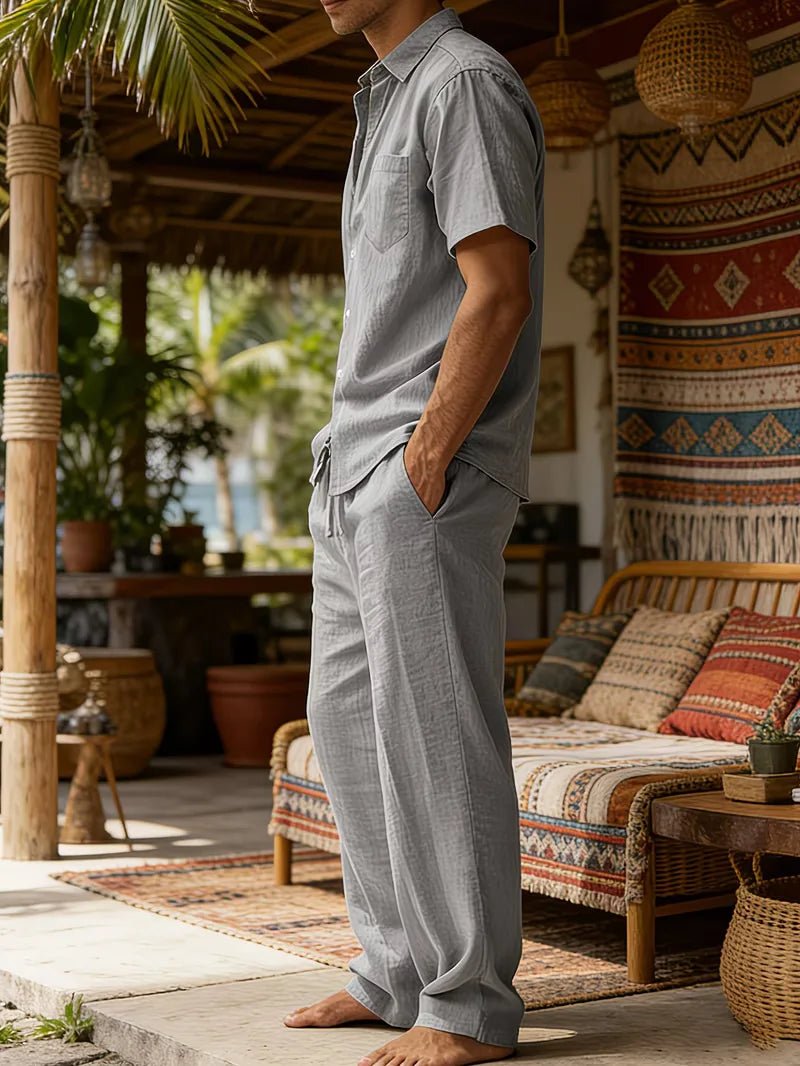Kurzarmhemd und Hose mit weitem Bein für Herren-Sets for Men-Alpenkind
