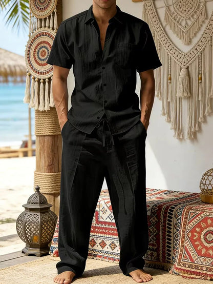 Kurzarmhemd und Hose mit weitem Bein für Herren-Sets for Men-Alpenkind