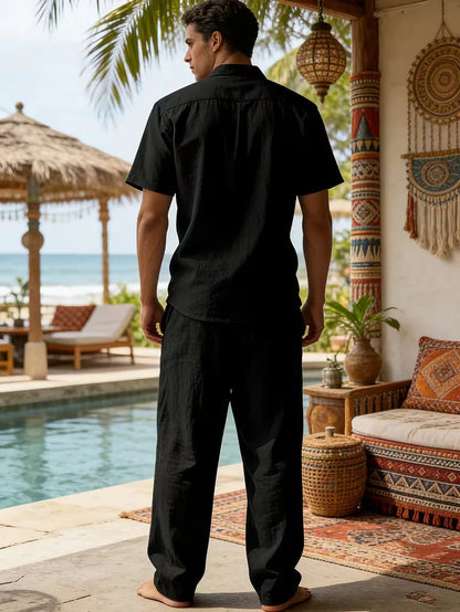 Kurzarmhemd und Hose mit weitem Bein für Herren-Sets for Men-Alpenkind