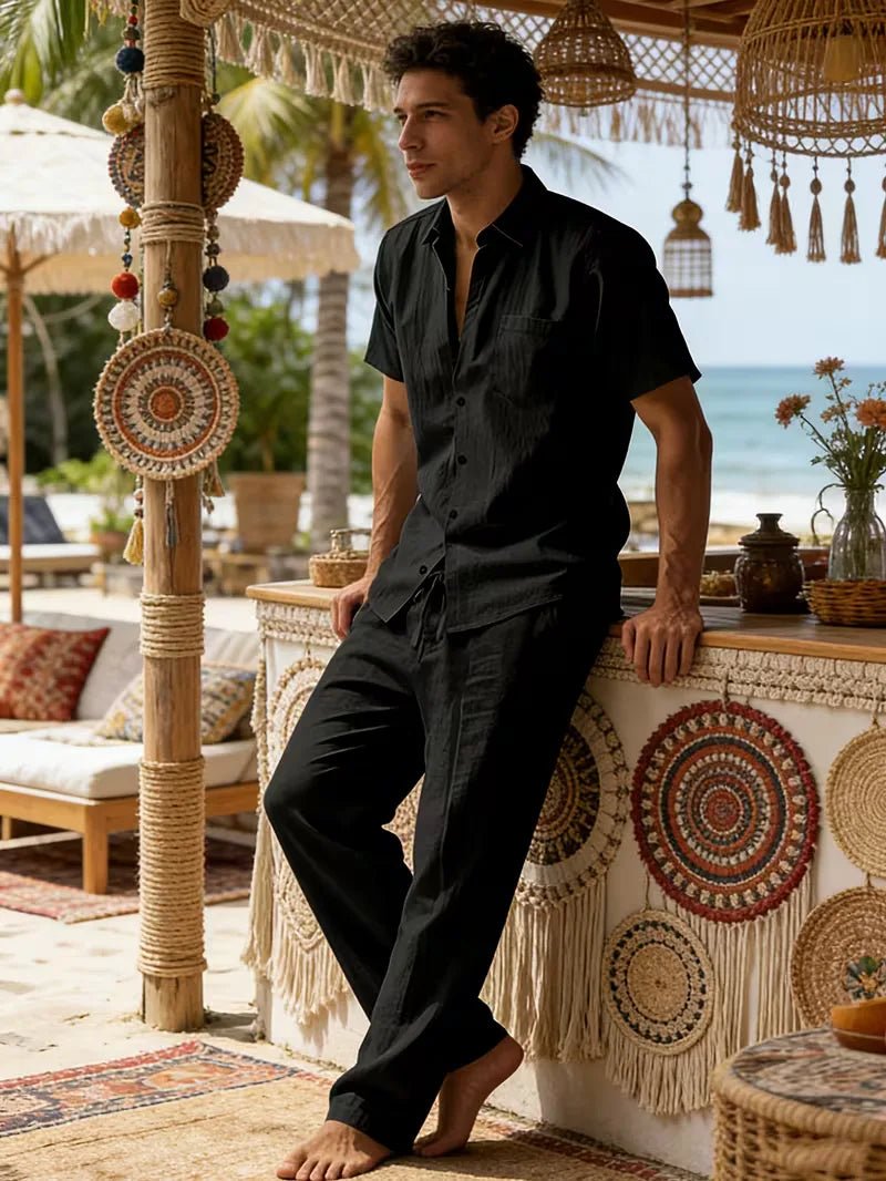 Kurzarmhemd und Hose mit weitem Bein für Herren-Sets for Men-Alpenkind