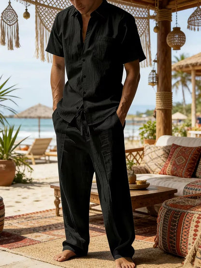 Kurzarmhemd und Hose mit weitem Bein für Herren-Sets for Men-Alpenkind